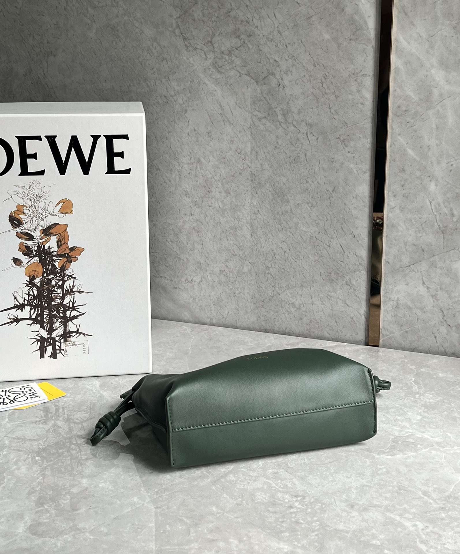 Loewe Mini Flamenco clutch in nappa calfskin Dark Green